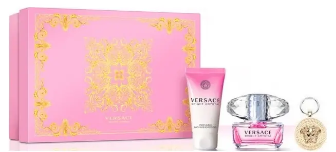 Versace Bright Crystal Poklon set, Toaletna voda 90ml + mlijeko za tijelo 100ml + privjesak za ključeve