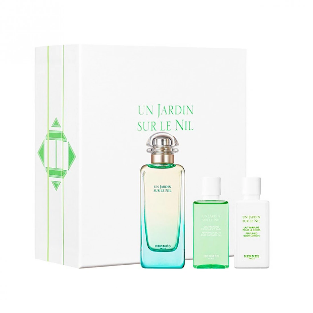 Hermes Un Jardin Sur Le Nil Poklon set, Toaletna voda 100ml + mlijeko za tijelo 40ml + gel za tuširanje 40ml