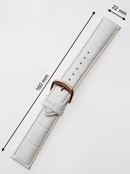 Perigaum Leather Strap 22 x 160 mm White Rose Clasp