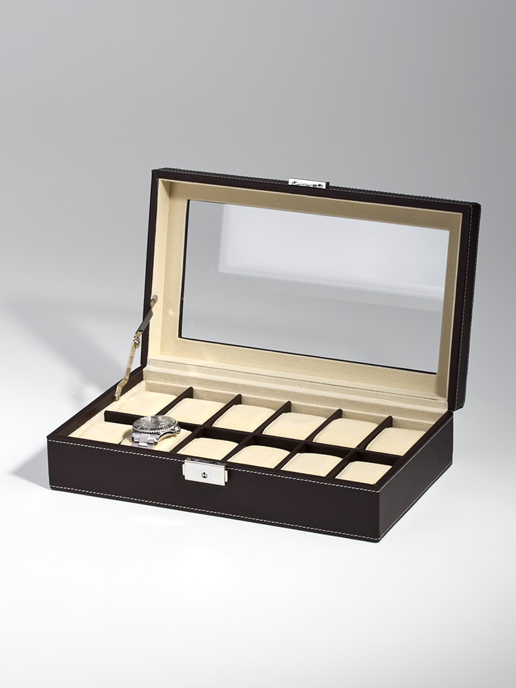 Rothenschild Watch Box RS-1098-12DBR for 12 Watches Brown