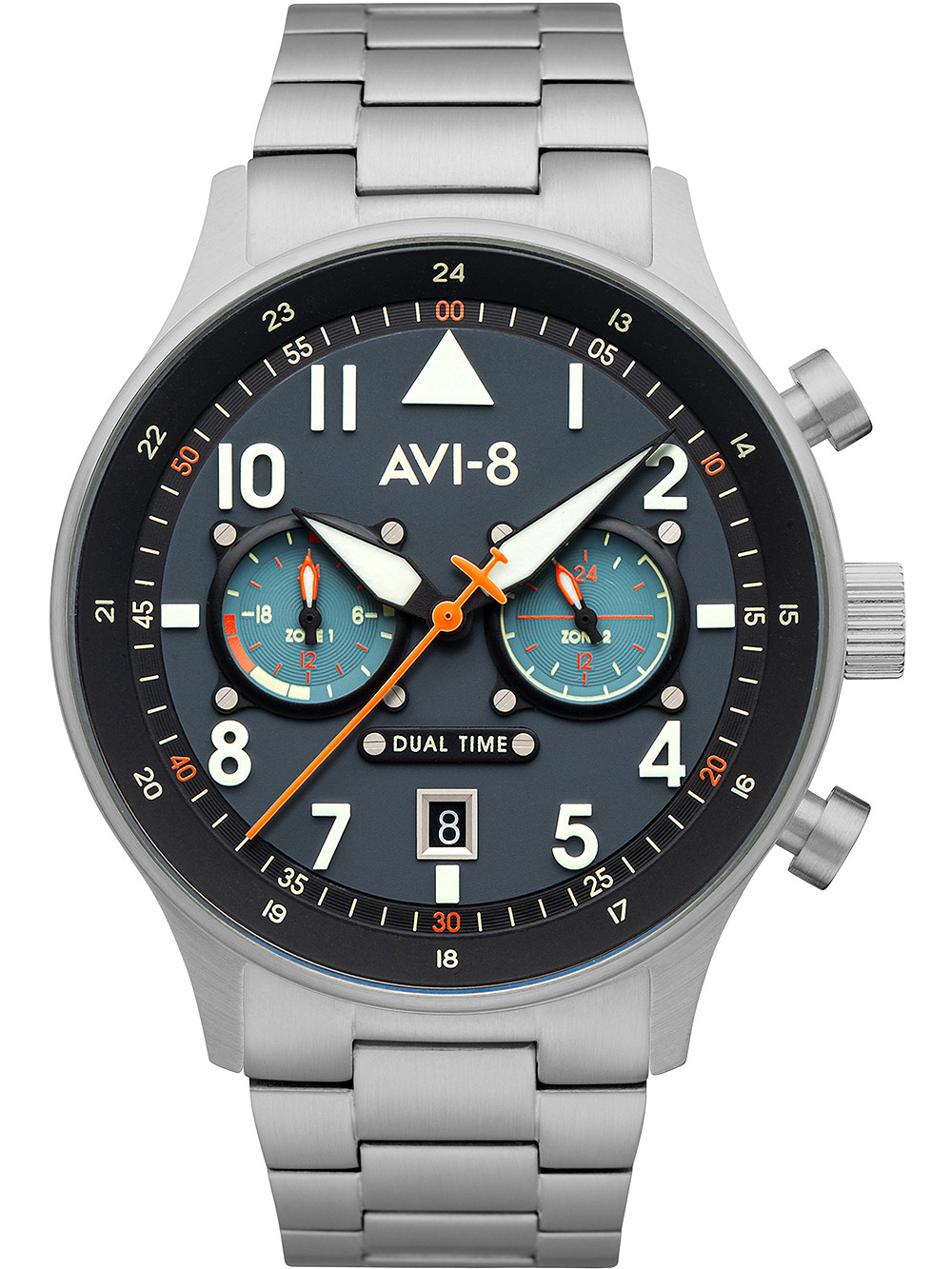 AVI-8 AV-4088-22 Carey Dual Time 44mm 5ATM