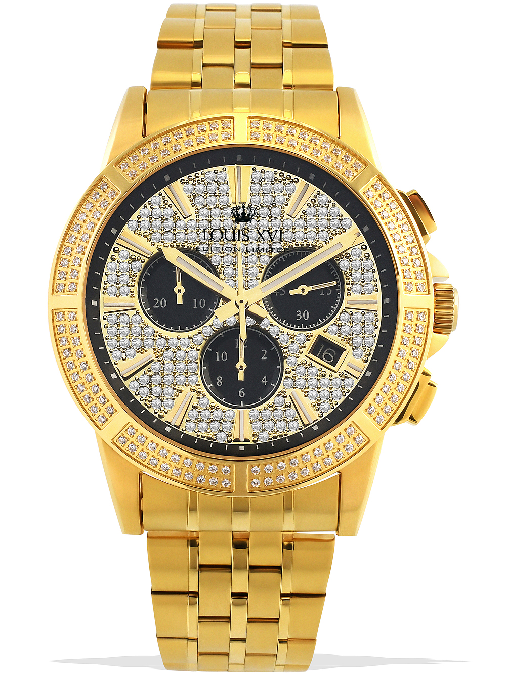 Louis XVI LXVI1037 Majeste Iced Out Chronograph mens watch 43mm 5ATM