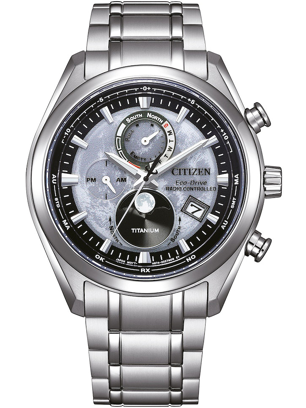 Citizen BY1010-81H Eco-Drive Moon Phase Titanium Radio Contr. Mens Watch