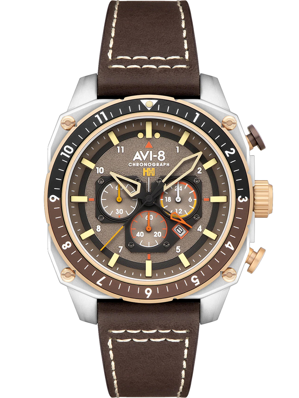 AVI-8 AV-4100-05 Mens Watch Hawker Hunter Dual Time Chronograph 43mm 5ATM