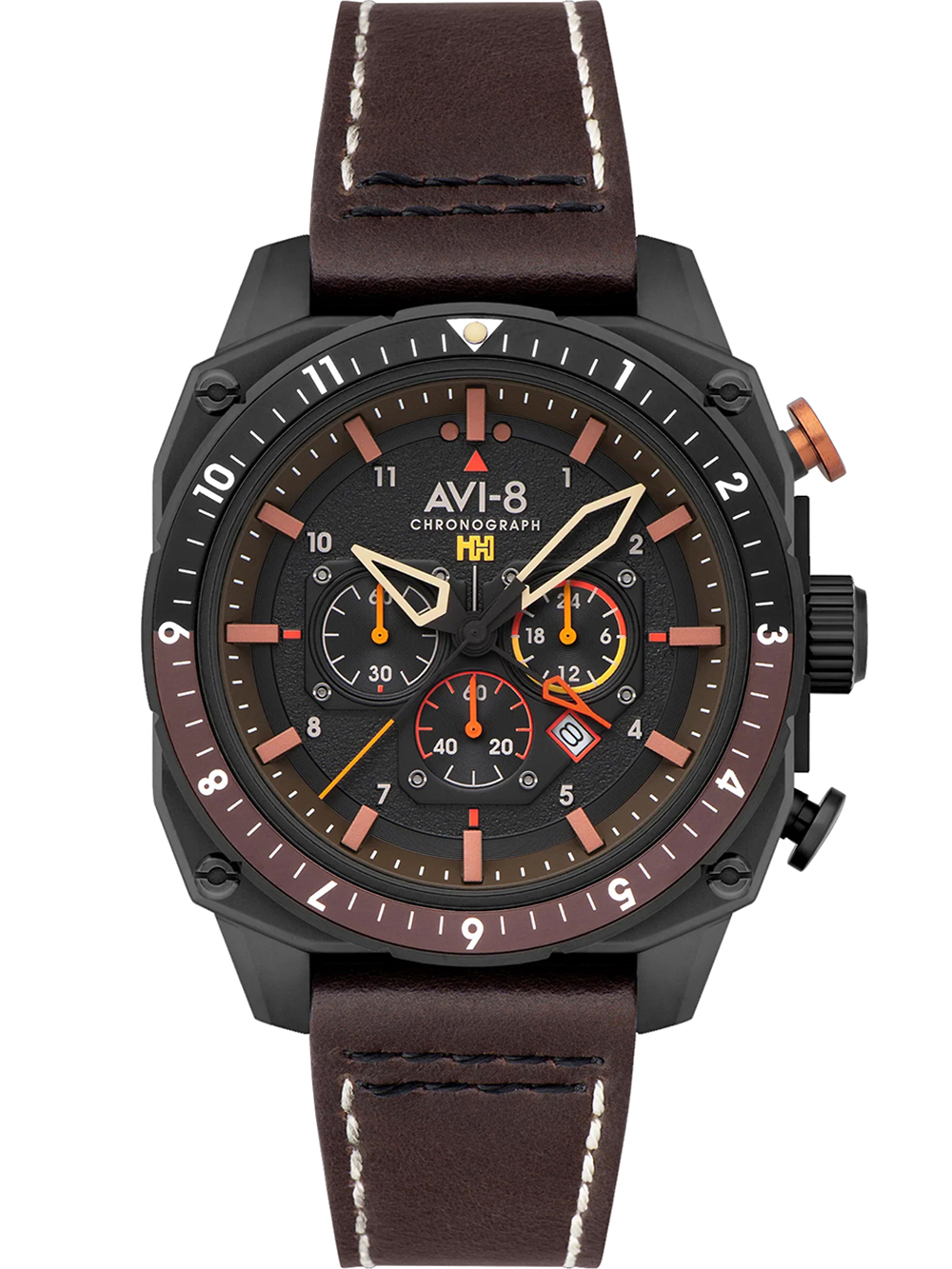 AVI-8 AV-4100-08 Mens Watch Hawker Hunter Dual Time Chronograph 43mm 5ATM