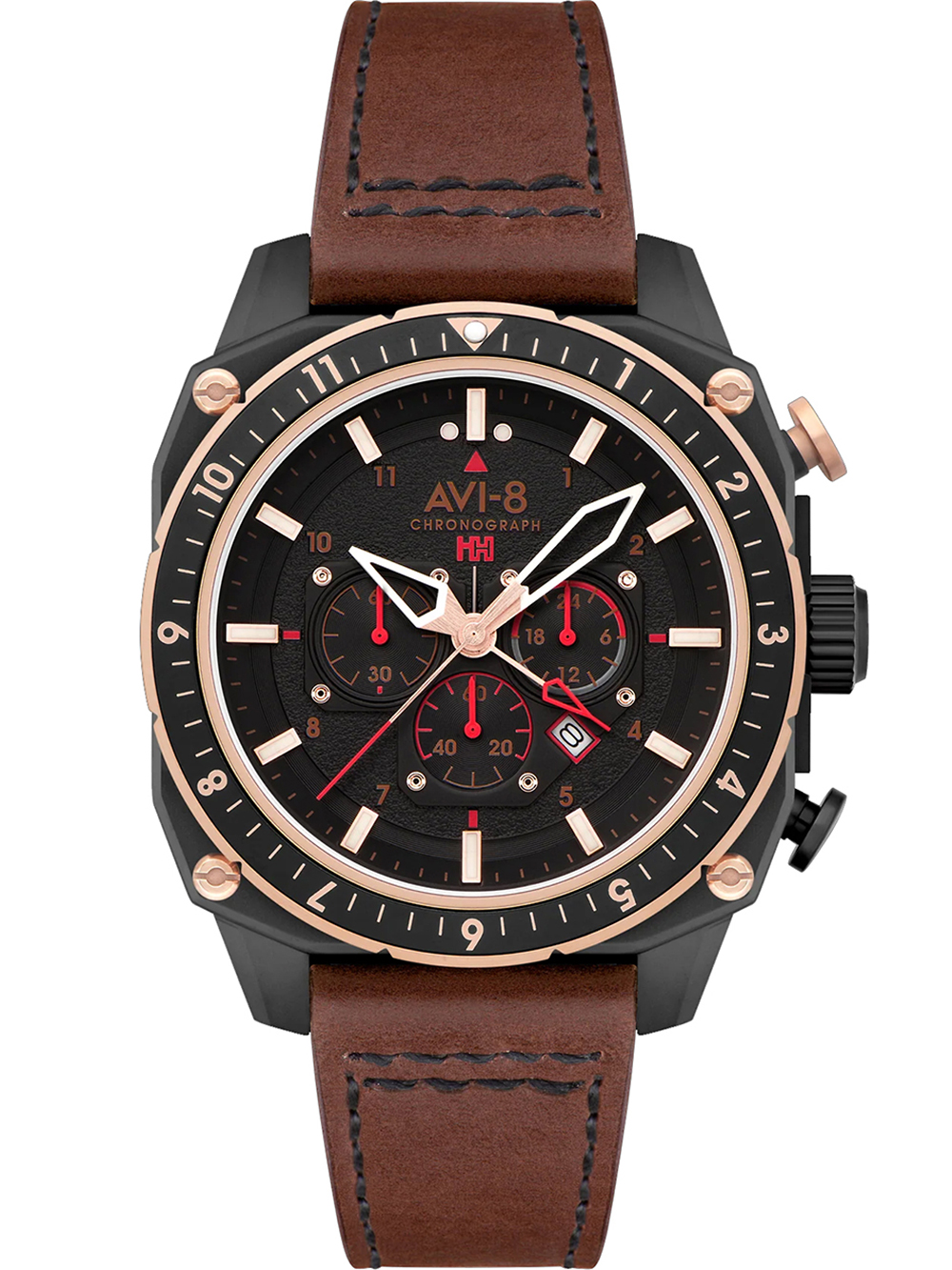 AVI-8 AV-4100-09 Mens Watch Hawker Hunter Dual Time Chronograph 43mm 5ATM