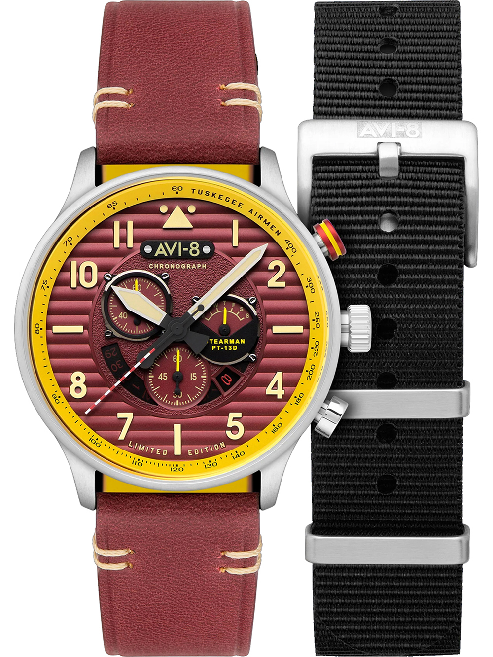 AVI-8 AV-4109-02 Mens Watch Flyboy Spirit of Tuskegee Limited Chrono 44mm 5ATM