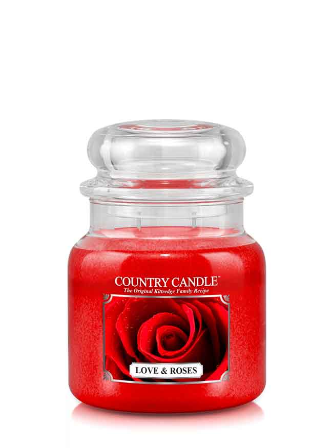 Country Candle Love & Roses srednja mirisna svijeća s 2 fitilja (453 g)