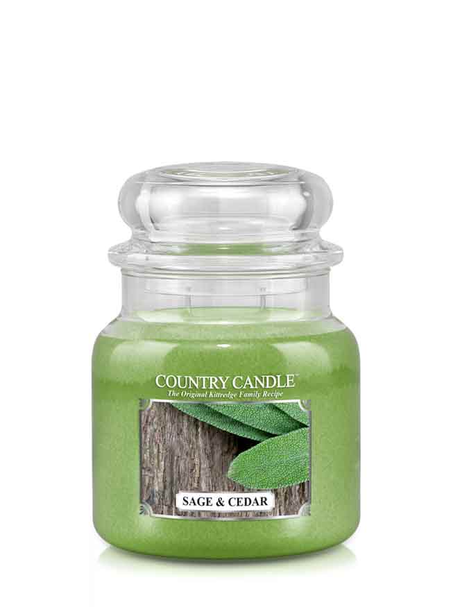 Country Candle Sage & Cedar mirisna svijeća srednja 2 fitilja (453 g)