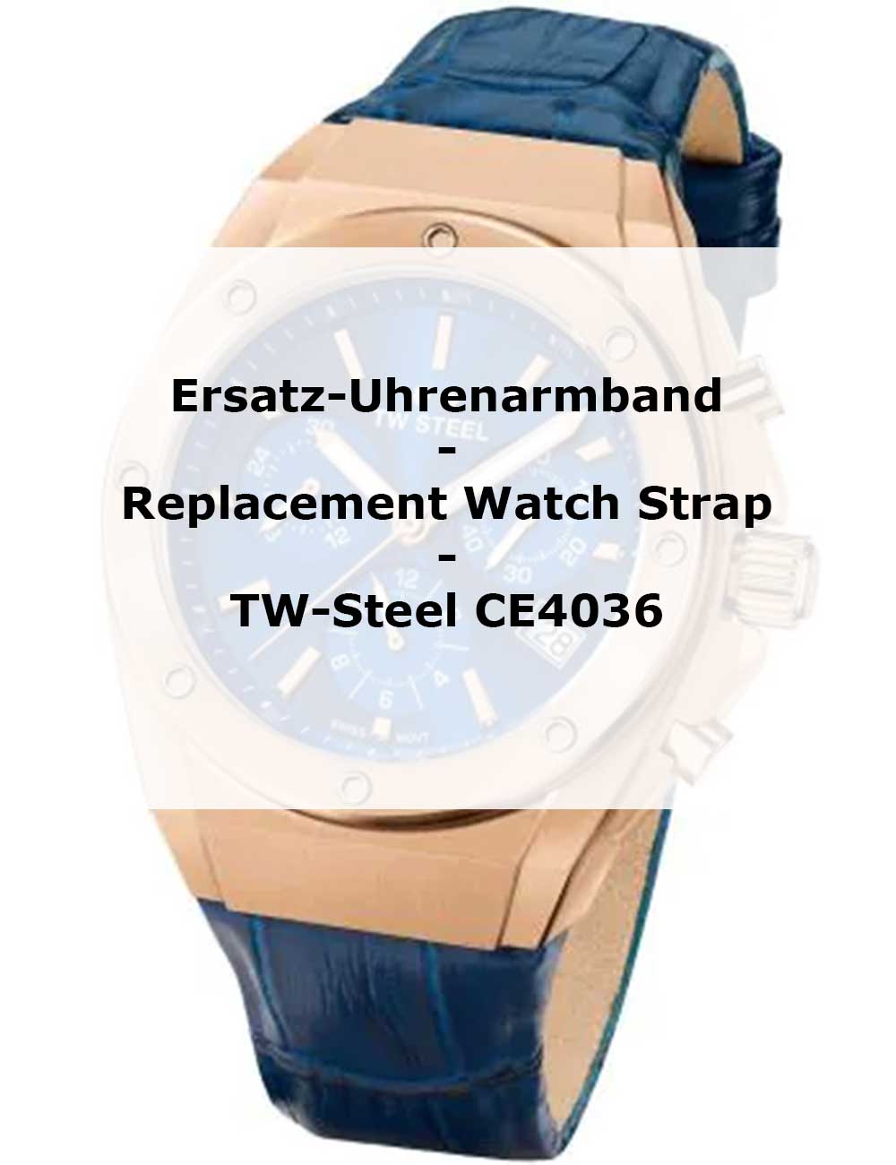 TW-Steel Ersatz-Uhrenarmband CE4036-STRAP [23 mm] blau / rosé