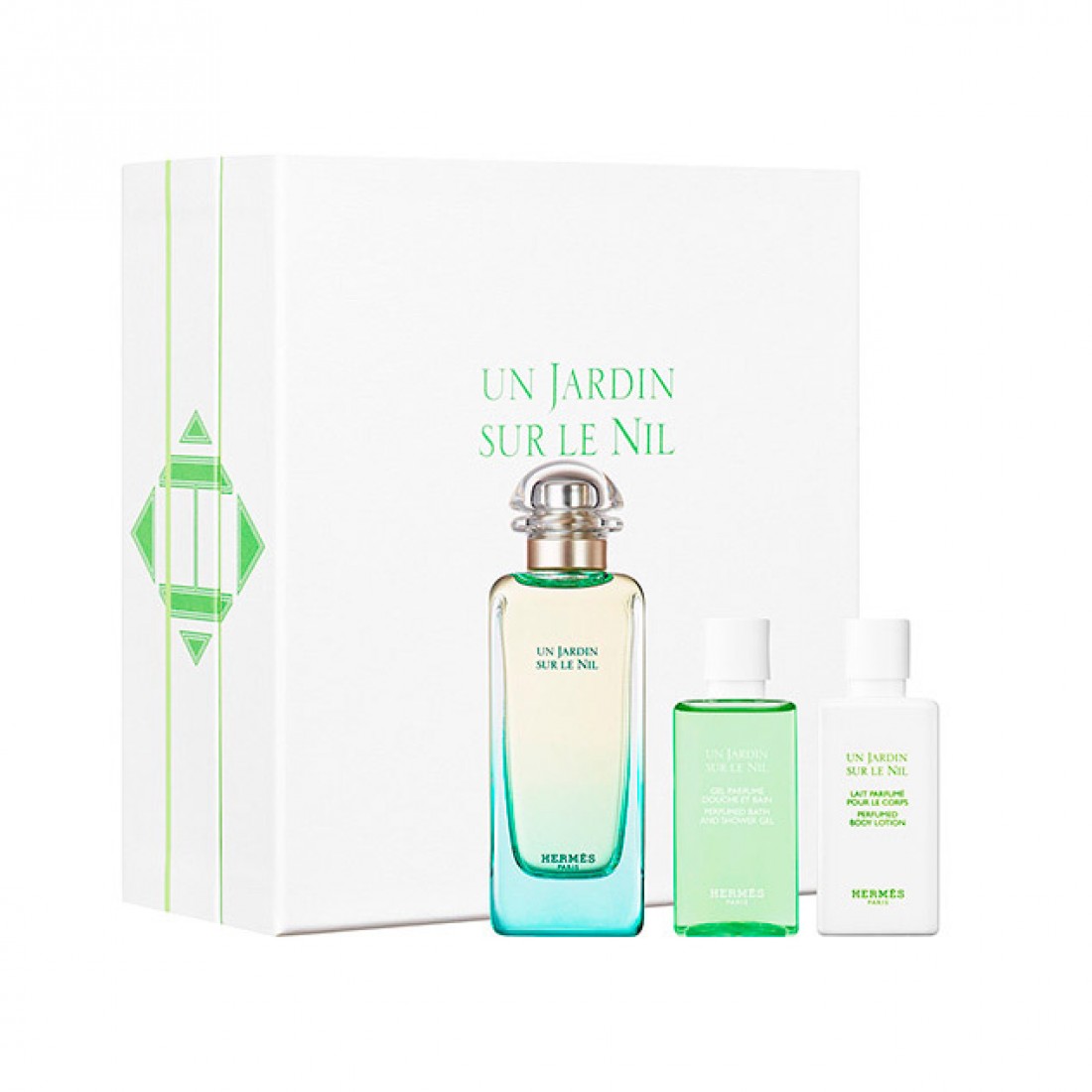 Hermes Un Jardin Sur Le Nil Poklon set, Toaletna voda 100ml + mlijeko za tijelo 40ml + gel za tuširanje 40ml